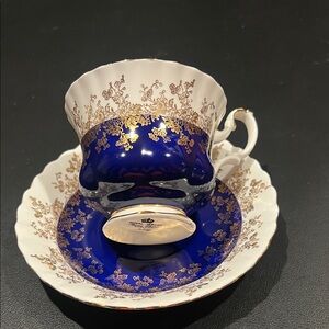 Royal Albert Blue and Gold Teacup and Saucer Set